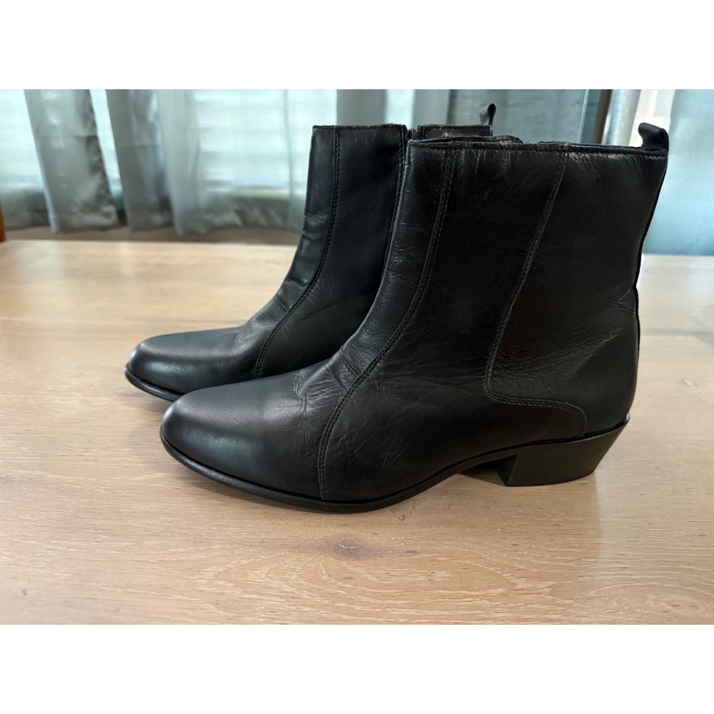 Stacy Adams Madison Mens Black Leather Side Zip Ankle Boots Size 10M EUC - Picture 2 of 8